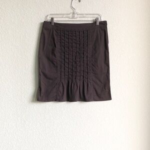 Cache Vintage Ribbed Canvas Stretch Skirt Y2K Knee Length Brown Grey 6